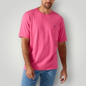 Tommy Bahama 100% Cotton Marlin Logo Pocket Tee Coral Pink Men’s S Beachwear New